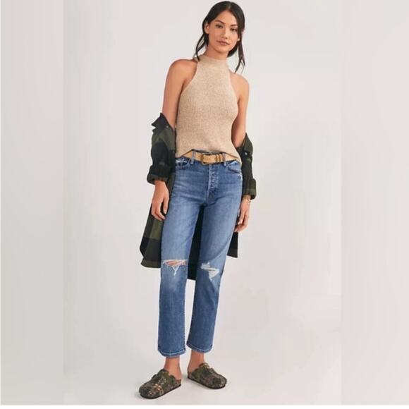 Mother Superior The Tomcat Seriously Truce blue Jeans Straight Leg distressed 25 - Picture 1 of 13